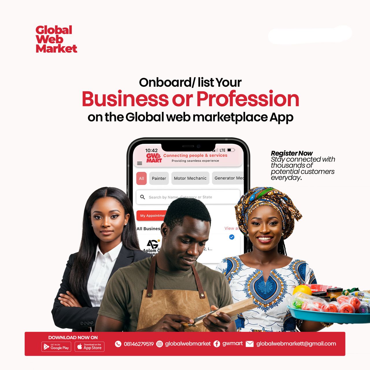 Global Web Market app screen