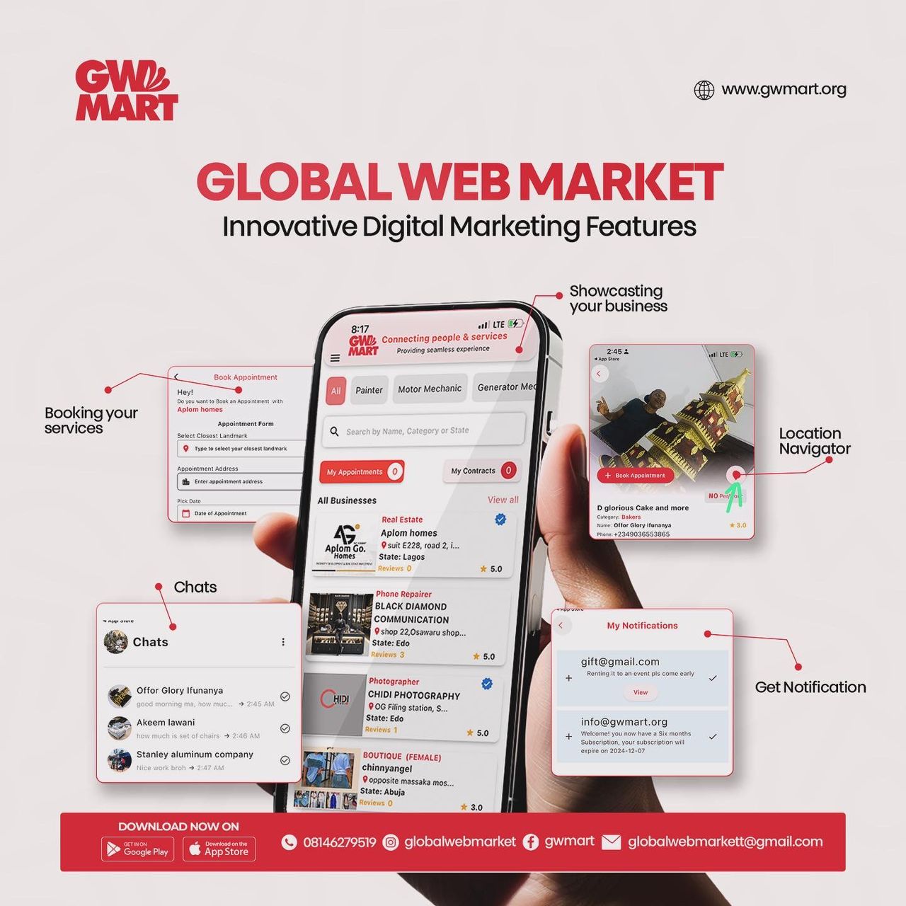 Global Web Market feature screen